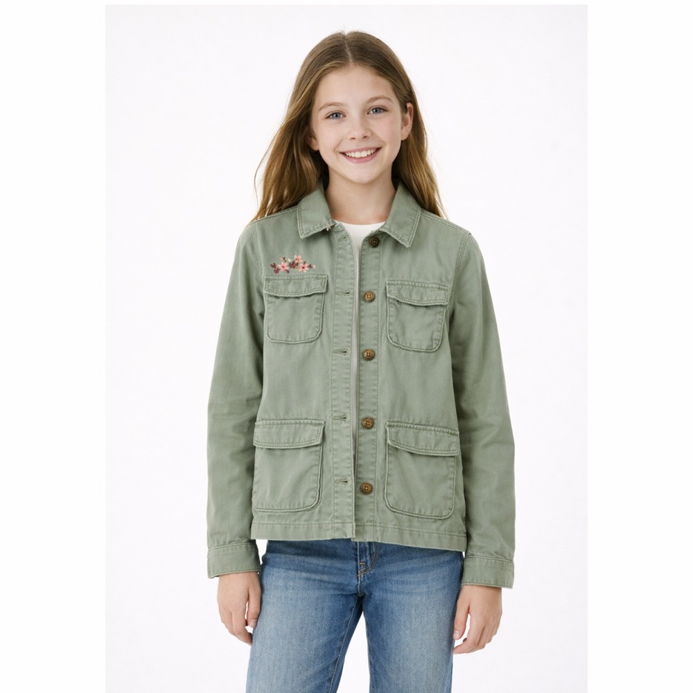 OshKosh B’gosh Girls Utility Jacket Size 12/12A Sage Green